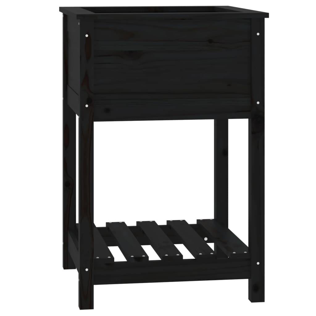 vidaXL Pflanzkübel mit Ablage Schwarz 54x54x81 cm Massivholz Kiefer