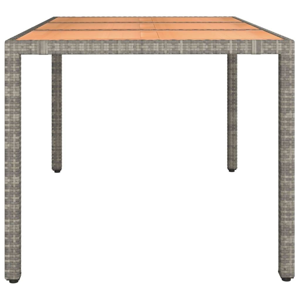 vidaXL Gartentisch mit Holzplatte Grau Poly Rattan & Massivholz Akazie