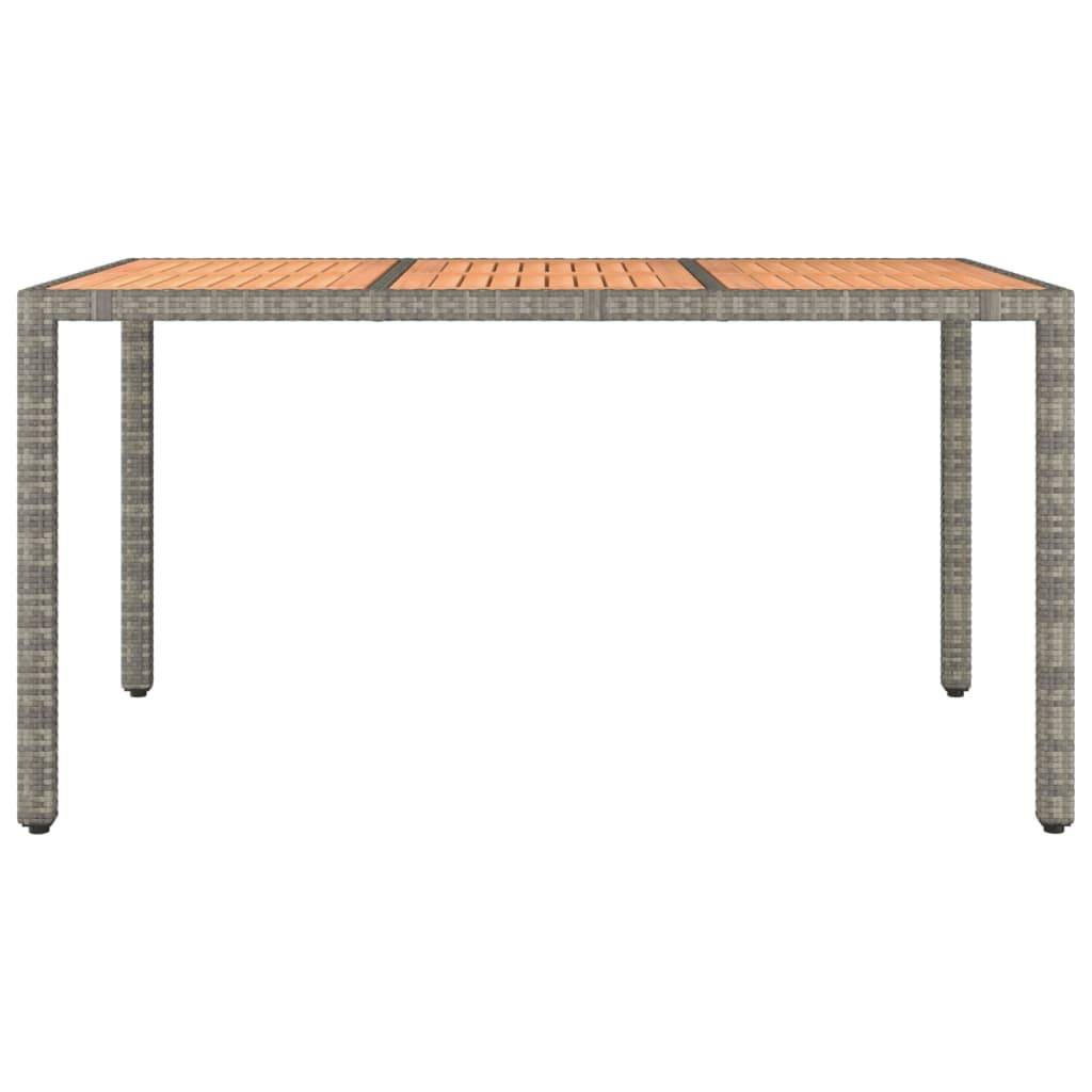 vidaXL Gartentisch mit Holzplatte Grau Poly Rattan & Massivholz Akazie