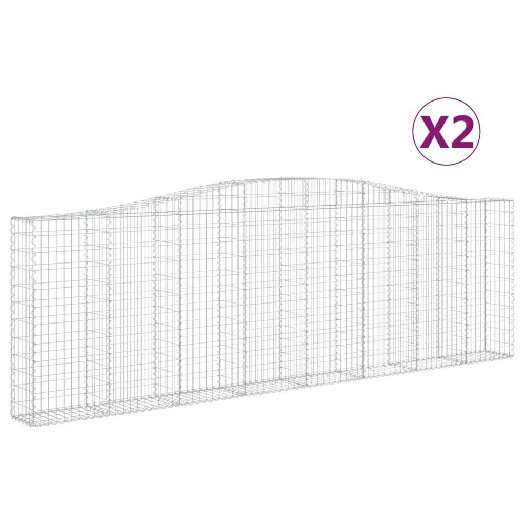 vidaXL Gabionen mit Hochbogen 2 Stk. 400x30x120/140cm Verzinktes Eisen