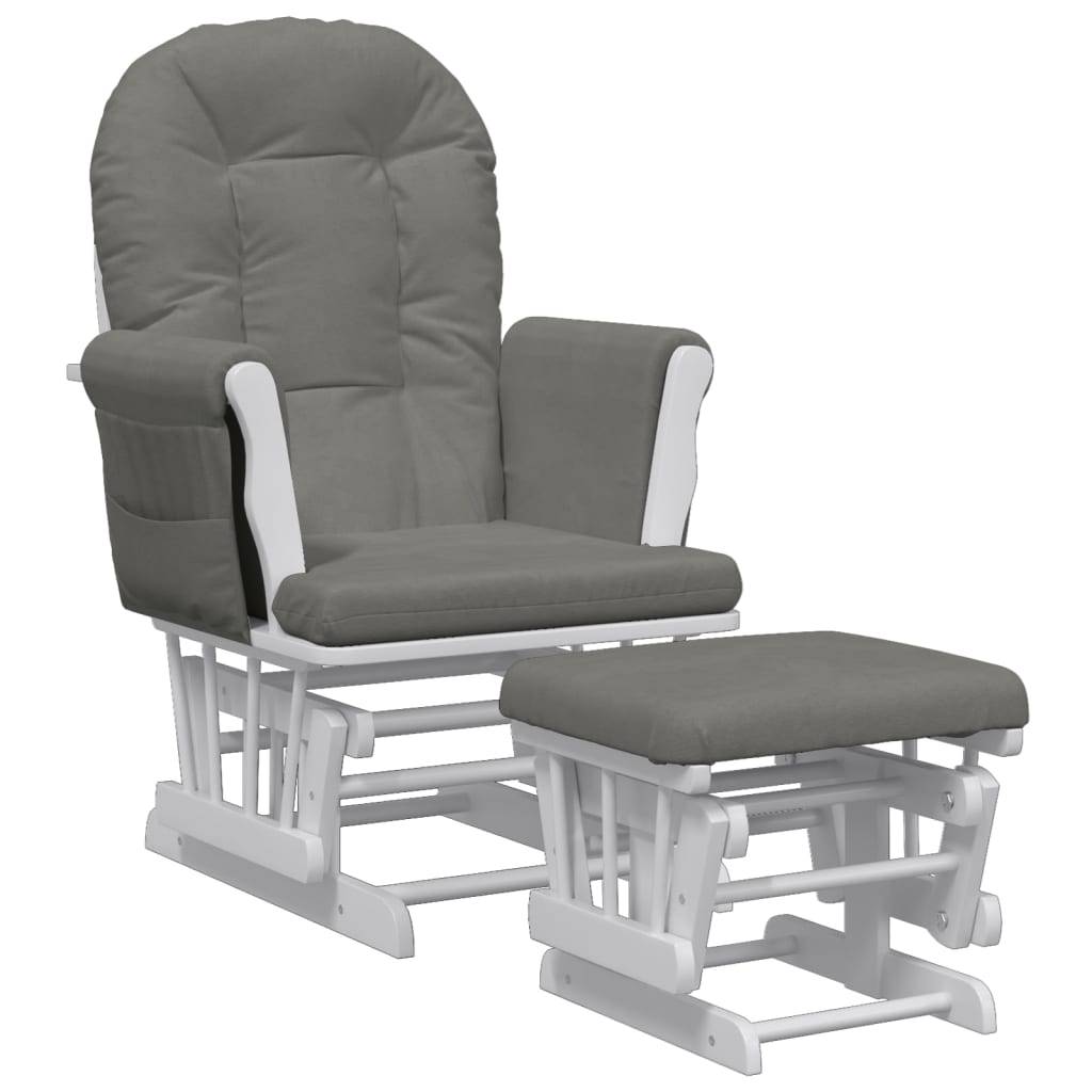 vidaXL Schaukelsessel mit Hocker Gleitend Dunkelgrau Stoff