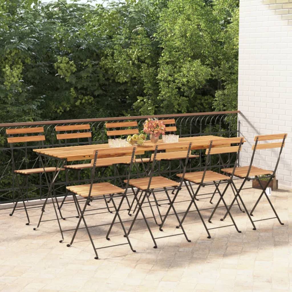 vidaXL Bistrostühle 8 Stk. Klappbar Massivholz Teak und Stahl