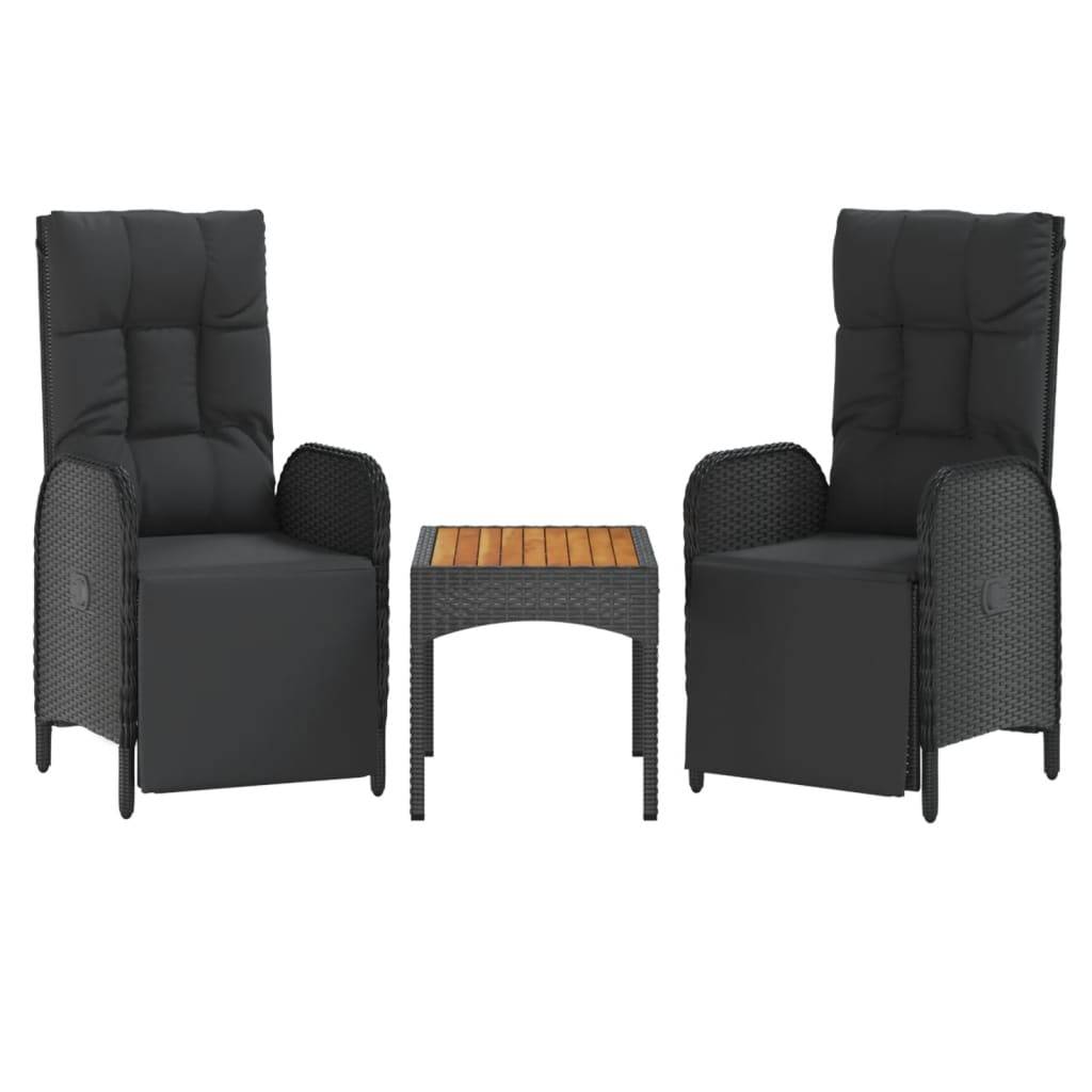 vidaXL 4-tlg. Garten-Essgruppe mit Kissen Schwarz Poly Rattan