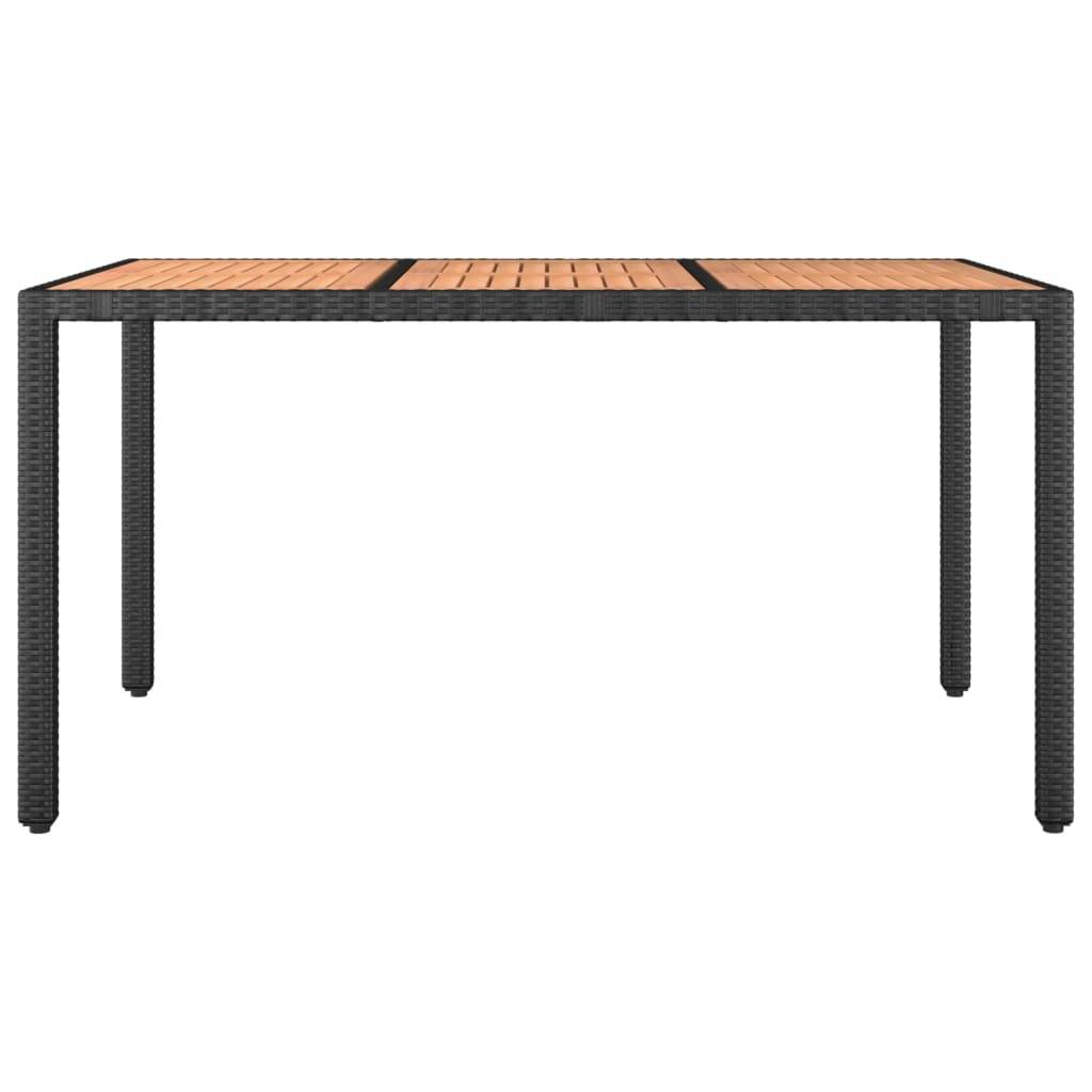 vidaXL Gartentisch mit Holzplatte Schwarz Poly Rattan & Akazienholz