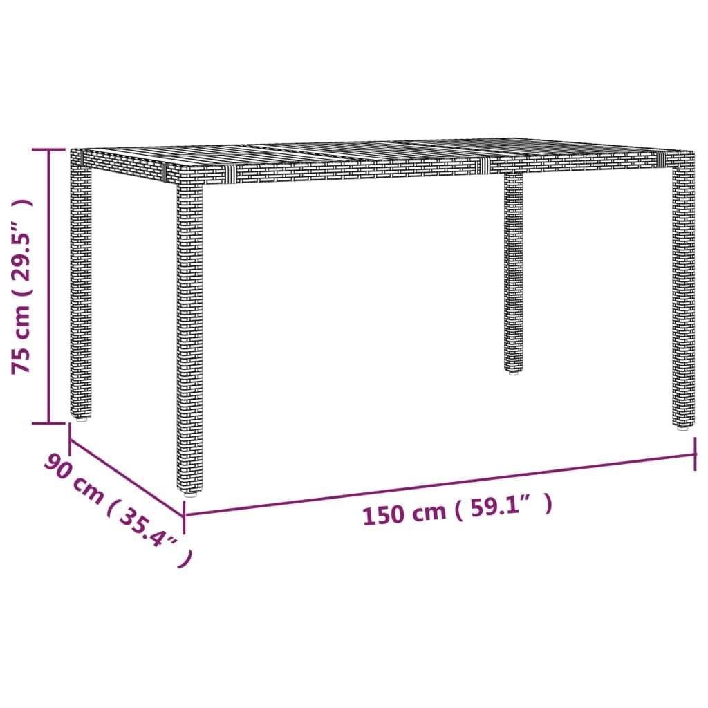 vidaXL Gartentisch mit Holzplatte Grau Poly Rattan & Massivholz Akazie