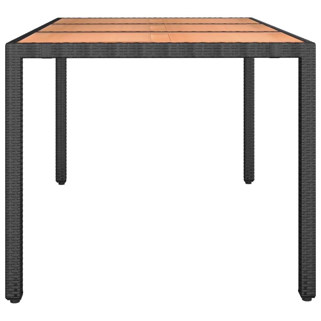 vidaXL Gartentisch mit Holzplatte Schwarz Poly Rattan & Akazienholz