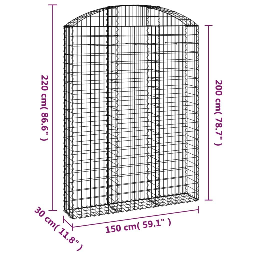 vidaXL Gabione mit Hochbogen 150x30x200/220 cm Verzinktes Eisen