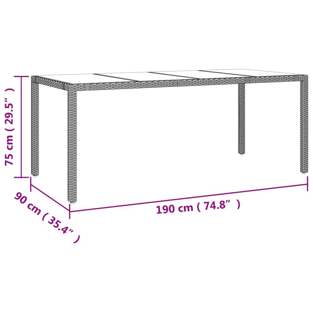vidaXL Gartentisch mit Glasplatte Beige Poly Rattan & Hartglas