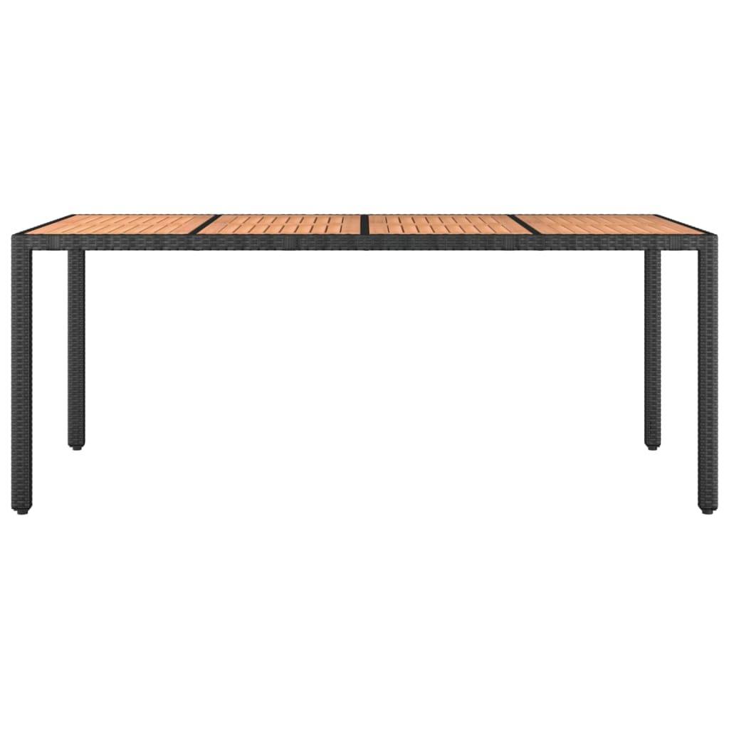 vidaXL Gartentisch mit Holzplatte Schwarz Poly Rattan & Akazienholz