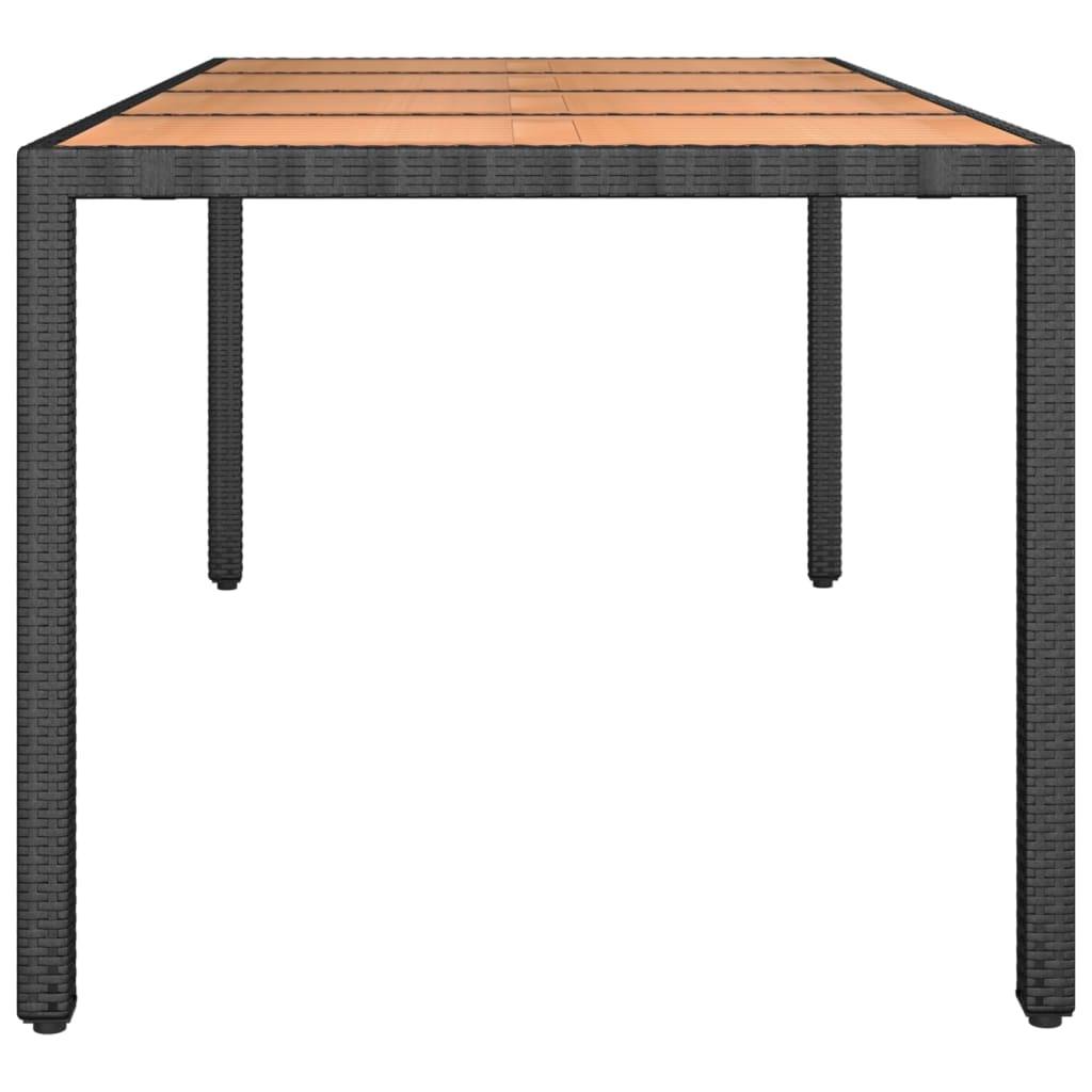 vidaXL Gartentisch mit Holzplatte Schwarz Poly Rattan & Akazienholz