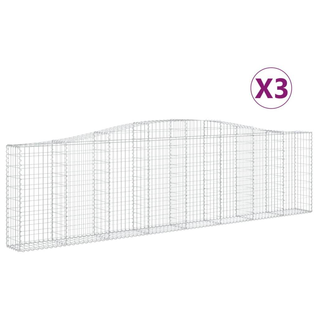 vidaXL Gabionen mit Hochbogen 3 Stk. 400x30x100/120cm Verzinktes Eisen