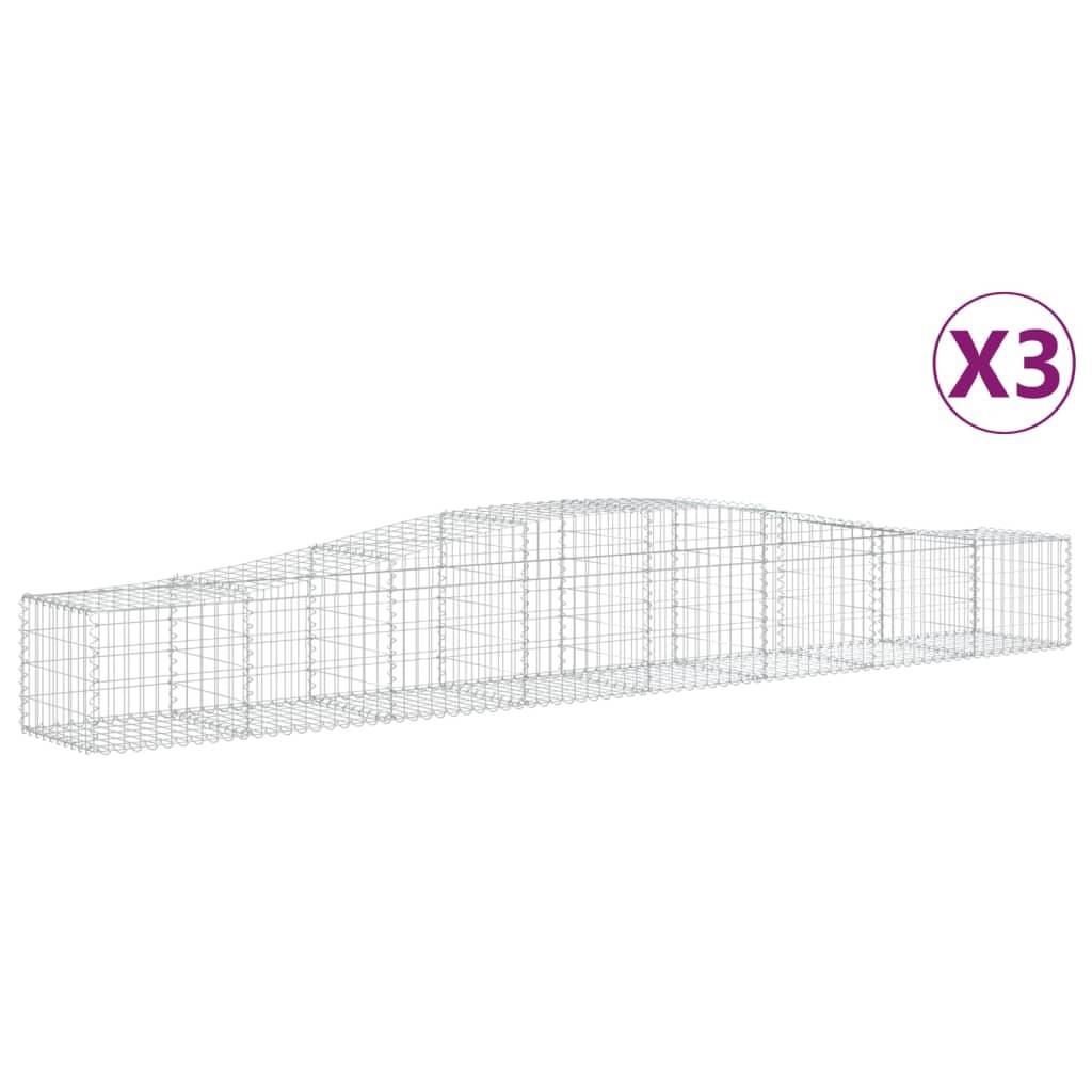 vidaXL Gabionen mit Hochbogen 3 Stk. 400x50x40/60cm Verzinktes Eisen