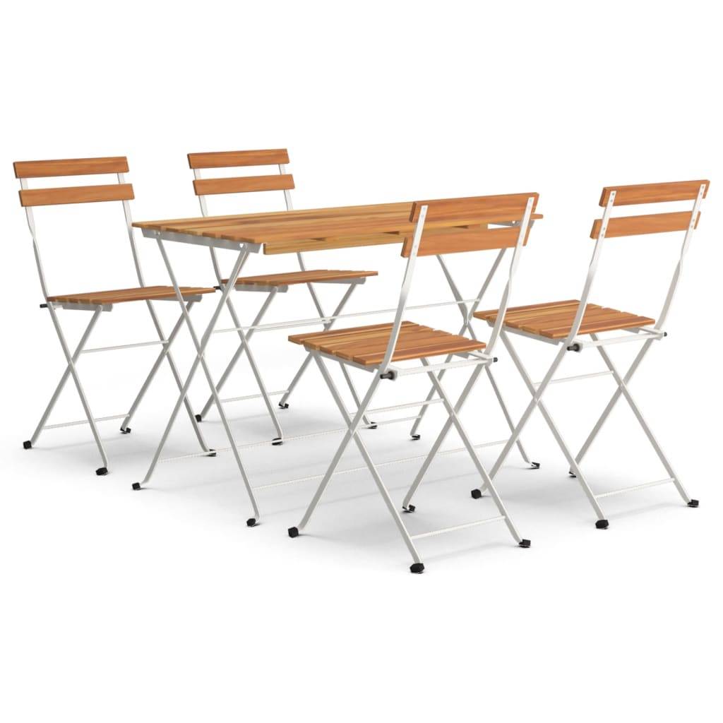 vidaXL 5-tlg. Bistro-Set Klappbar Massivholz Akazie und Stahl