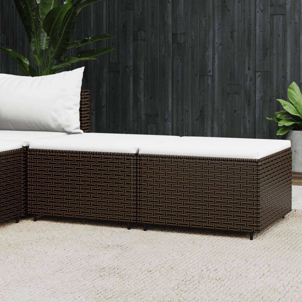 vidaXL Gartenhocker mit Kissen 2 Stk. Braun Poly Rattan