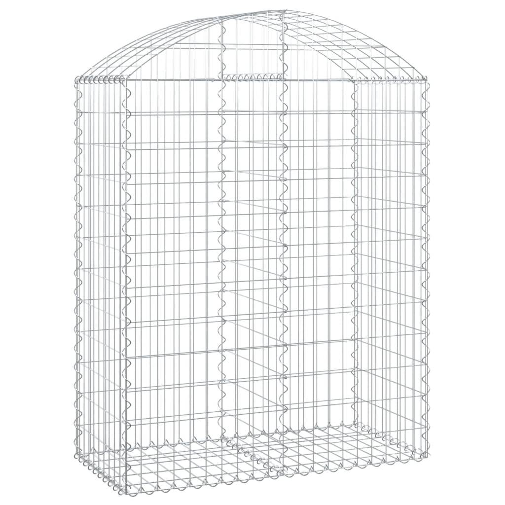 vidaXL Gabione mit Hochbogen 100x50x120/140 cm Verzinktes Eisen