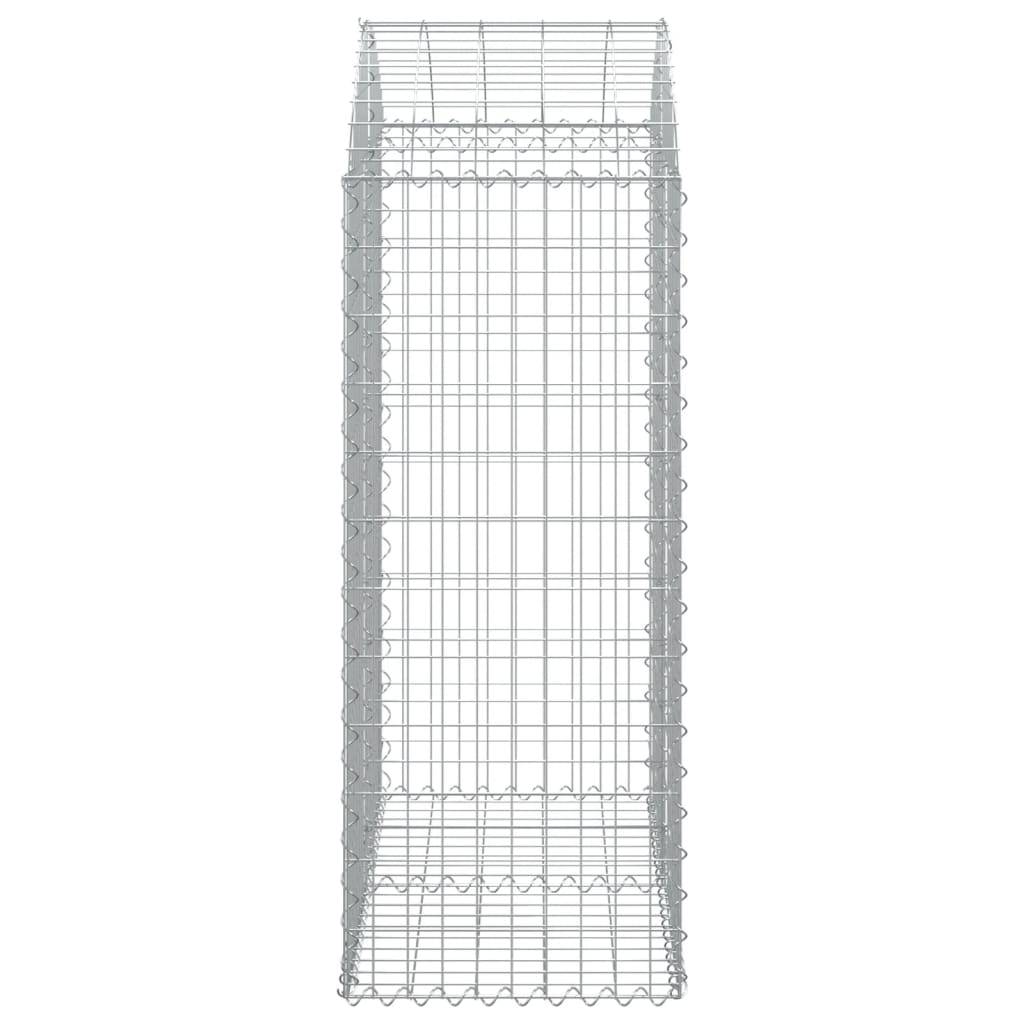 vidaXL Gabione mit Hochbogen 100x50x120/140 cm Verzinktes Eisen