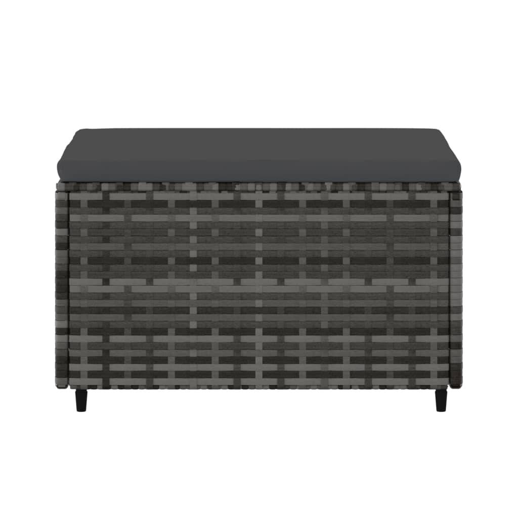 vidaXL Gartenhocker mit Kissen Grau Poly Rattan