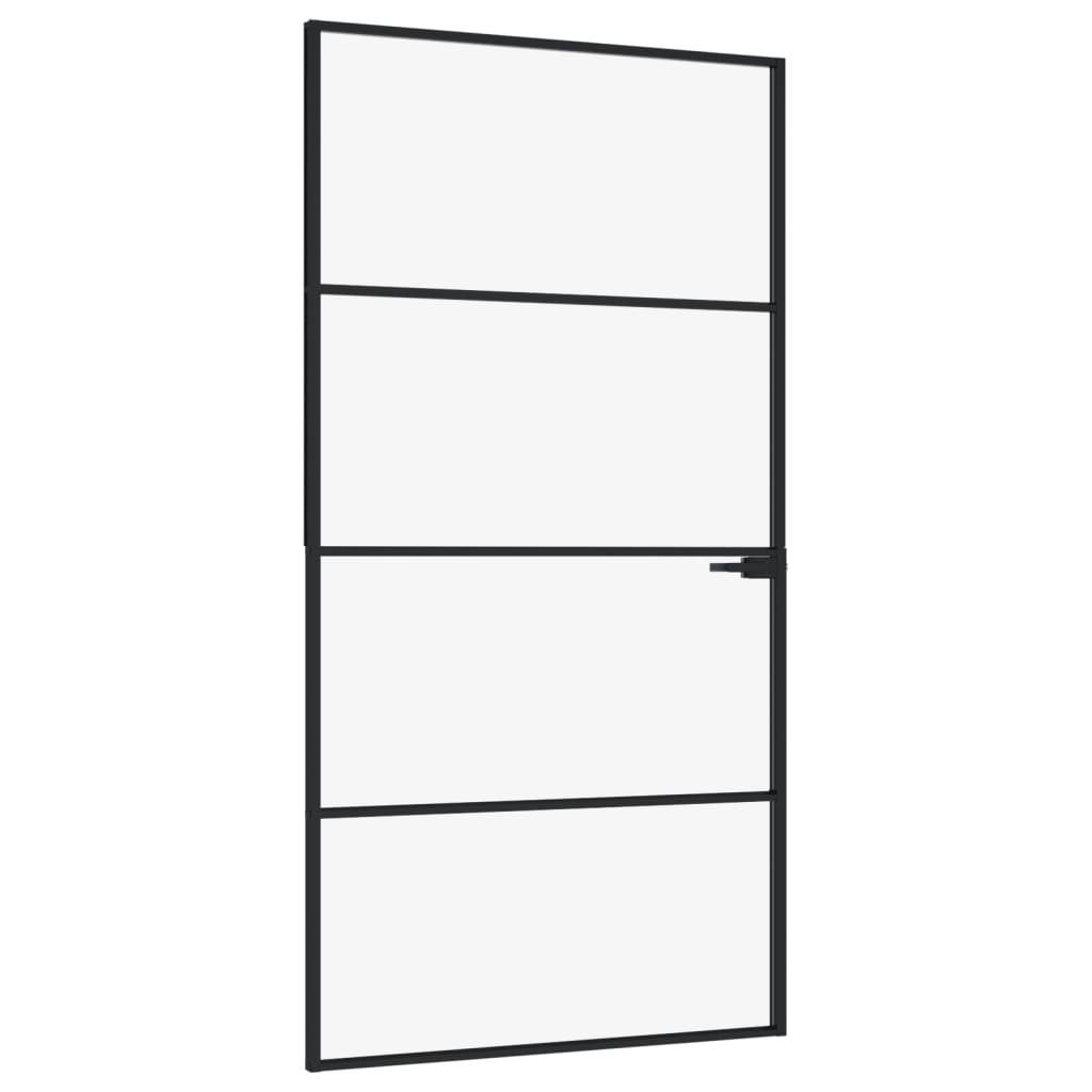 vidaXL Innentür Schwarz 102x201,5 cm Hartglas & Aluminium Schlank