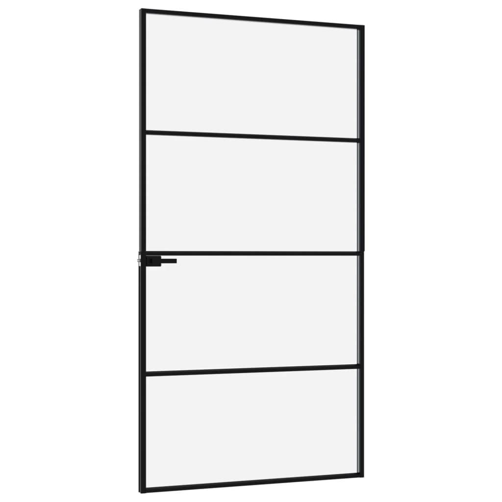 vidaXL Innentür Schwarz 102x201,5 cm Hartglas & Aluminium Schlank