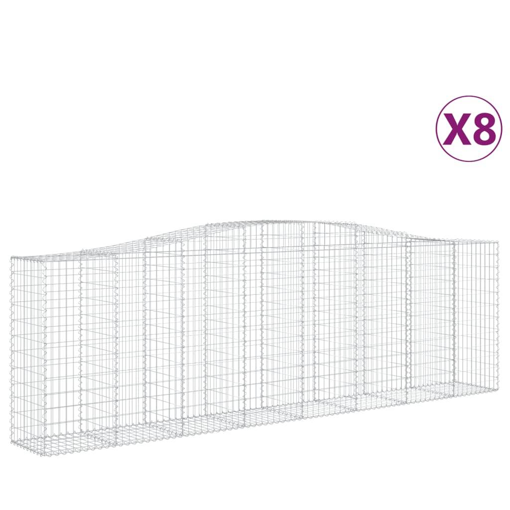 vidaXL Gabionen mit Hochbogen 8 Stk. 400x50x120/140cm Verzinktes Eisen
