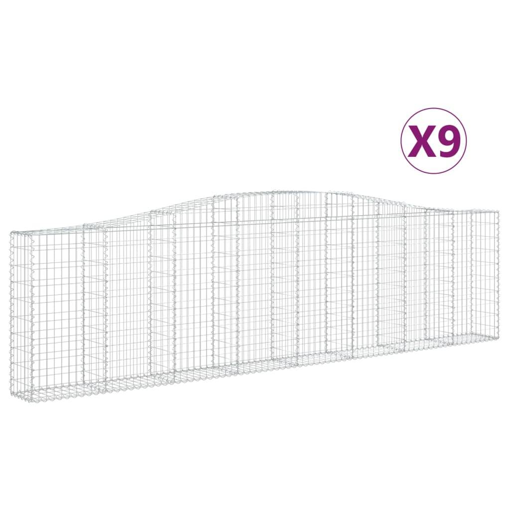 vidaXL Gabionen mit Hochbogen 9 Stk. 400x30x100/120cm Verzinktes Eisen