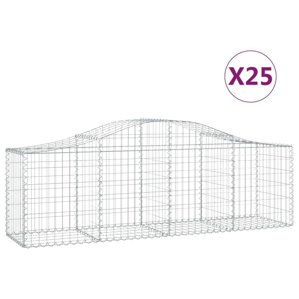 vidaXL Gabionen mit Hochbogen 25 Stk. 200x50x60/80 cm Verzinktes Eisen