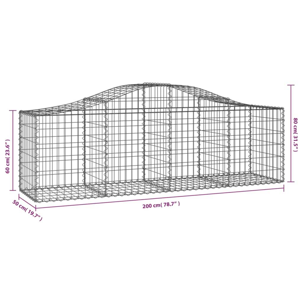 vidaXL Gabionen mit Hochbogen 25 Stk. 200x50x60/80 cm Verzinktes Eisen