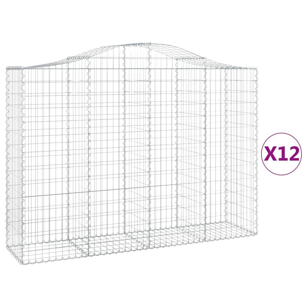 vidaXL Gabionen mit Hochbogen 12Stk. 200x50x140/160cm Verzinktes Eisen