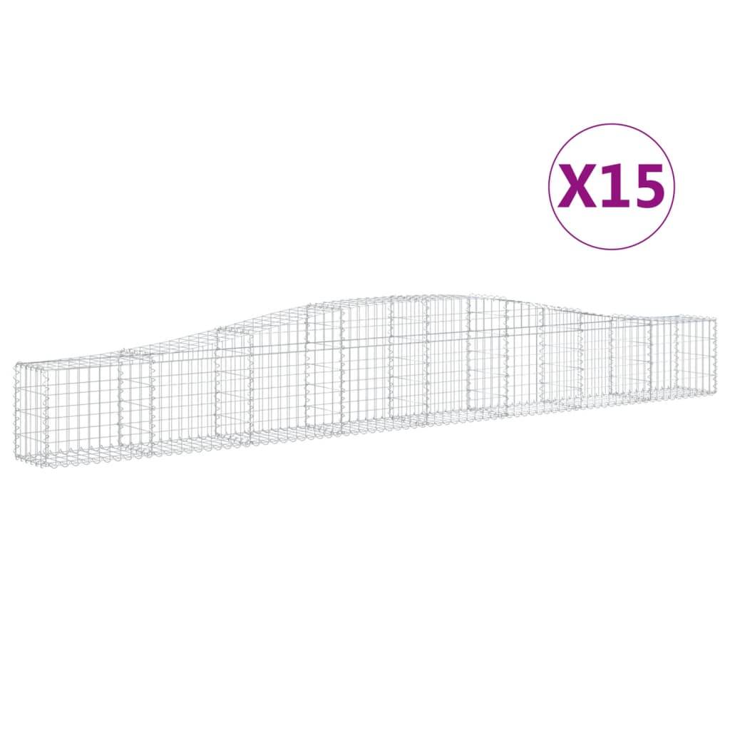 vidaXL Gabionen mit Hochbogen 15 Stk. 400x30x40/60 cm Verzinktes Eisen