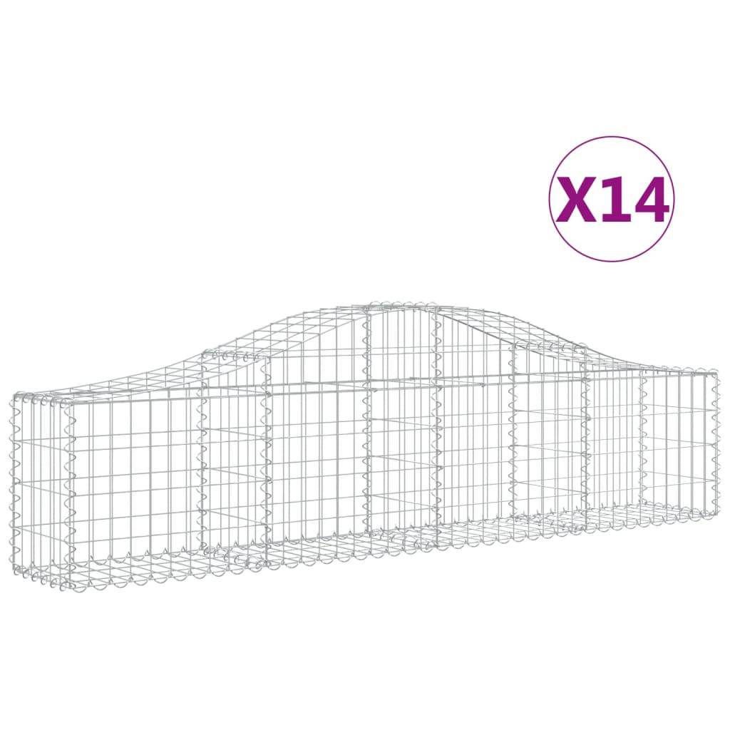 vidaXL Gabionen mit Hochbogen 14 Stk. 200x30x40/60 cm Verzinktes Eisen