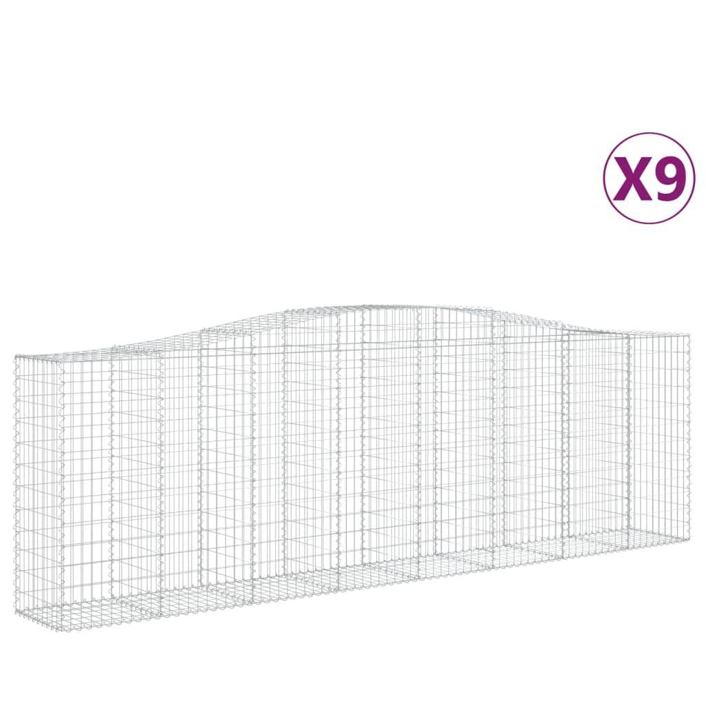 vidaXL Gabionen mit Hochbogen 9 Stk. 400x50x120/140cm Verzinktes Eisen