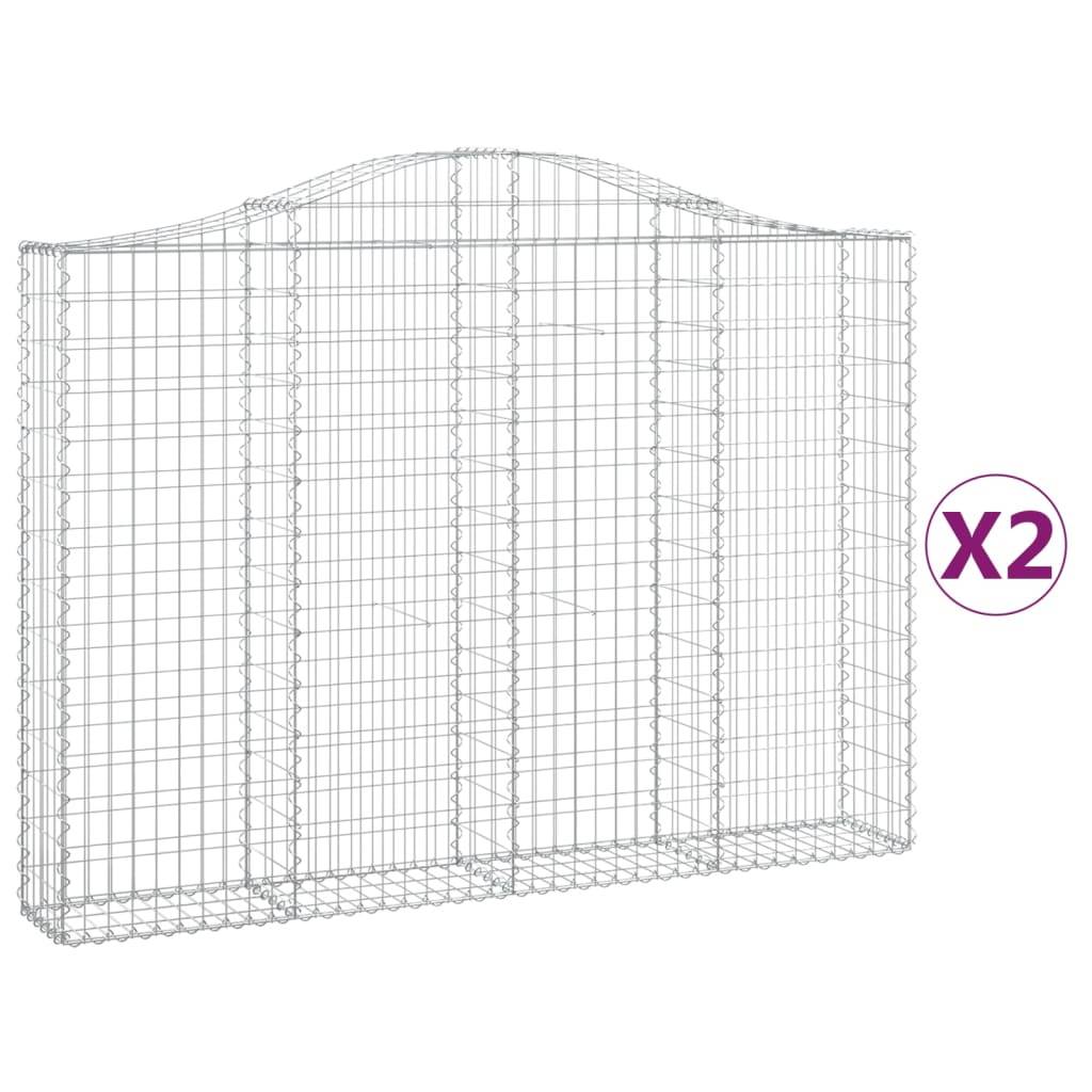 vidaXL Gabionen mit Hochbogen 2 Stk. 200x30x140/160cm Verzinktes Eisen