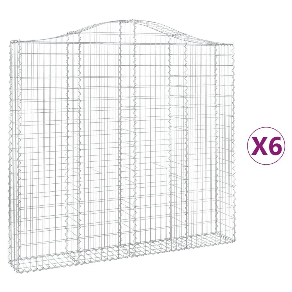 vidaXL Gabionen mit Hochbogen 6 Stk. 200x30x180/200cm Verzinktes Eisen