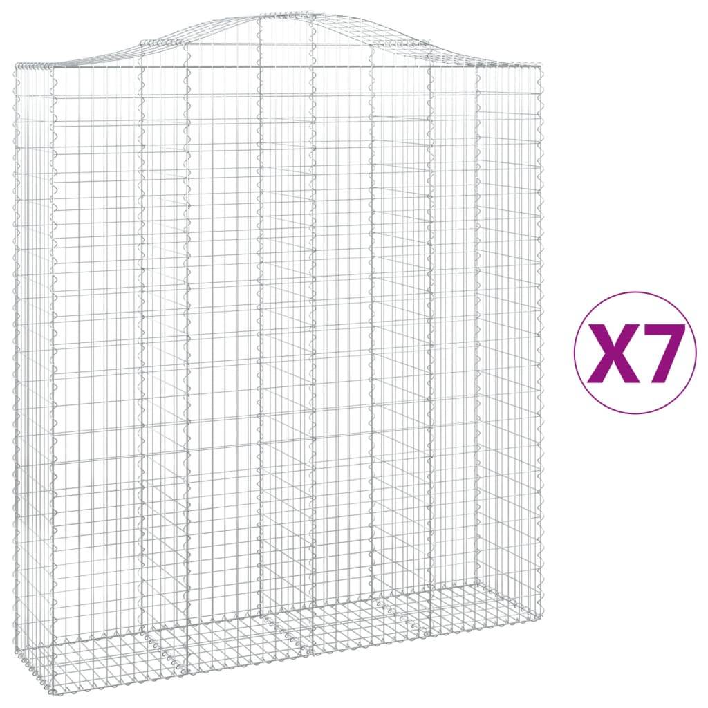 vidaXL Gabionen mit Hochbogen 7 Stk. 200x50x220/240cm Verzinktes Eisen