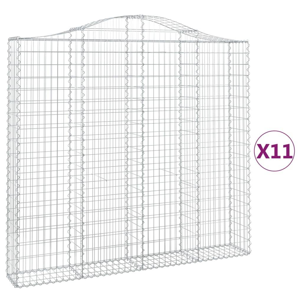 vidaXL Gabionen mit Hochbogen 11 Stk 200x30x180/200cm Verzinktes Eisen