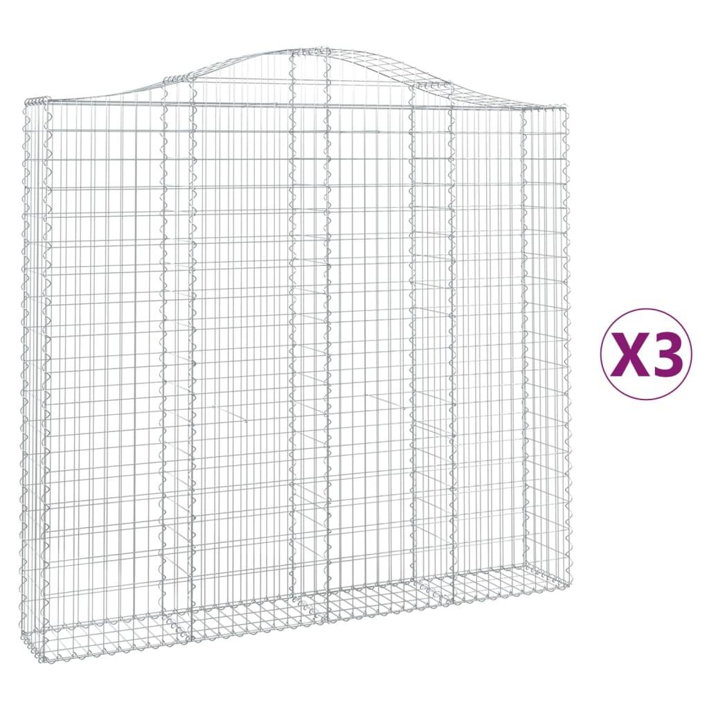 vidaXL Gabionen mit Hochbogen 3 Stk. 200x30x180/200cm Verzinktes Eisen