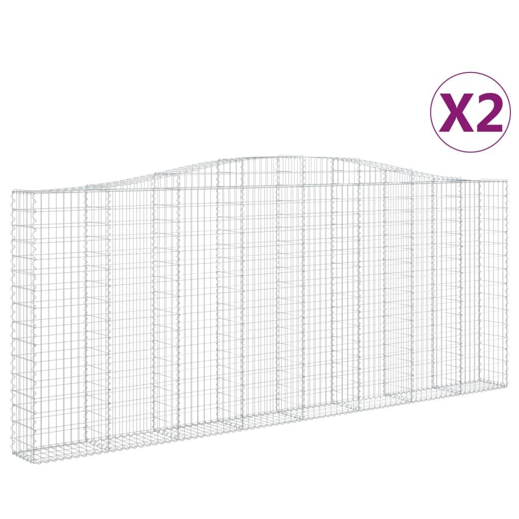 vidaXL Gabionen mit Hochbogen 2 Stk. 400x30x160/180cm Verzinktes Eisen