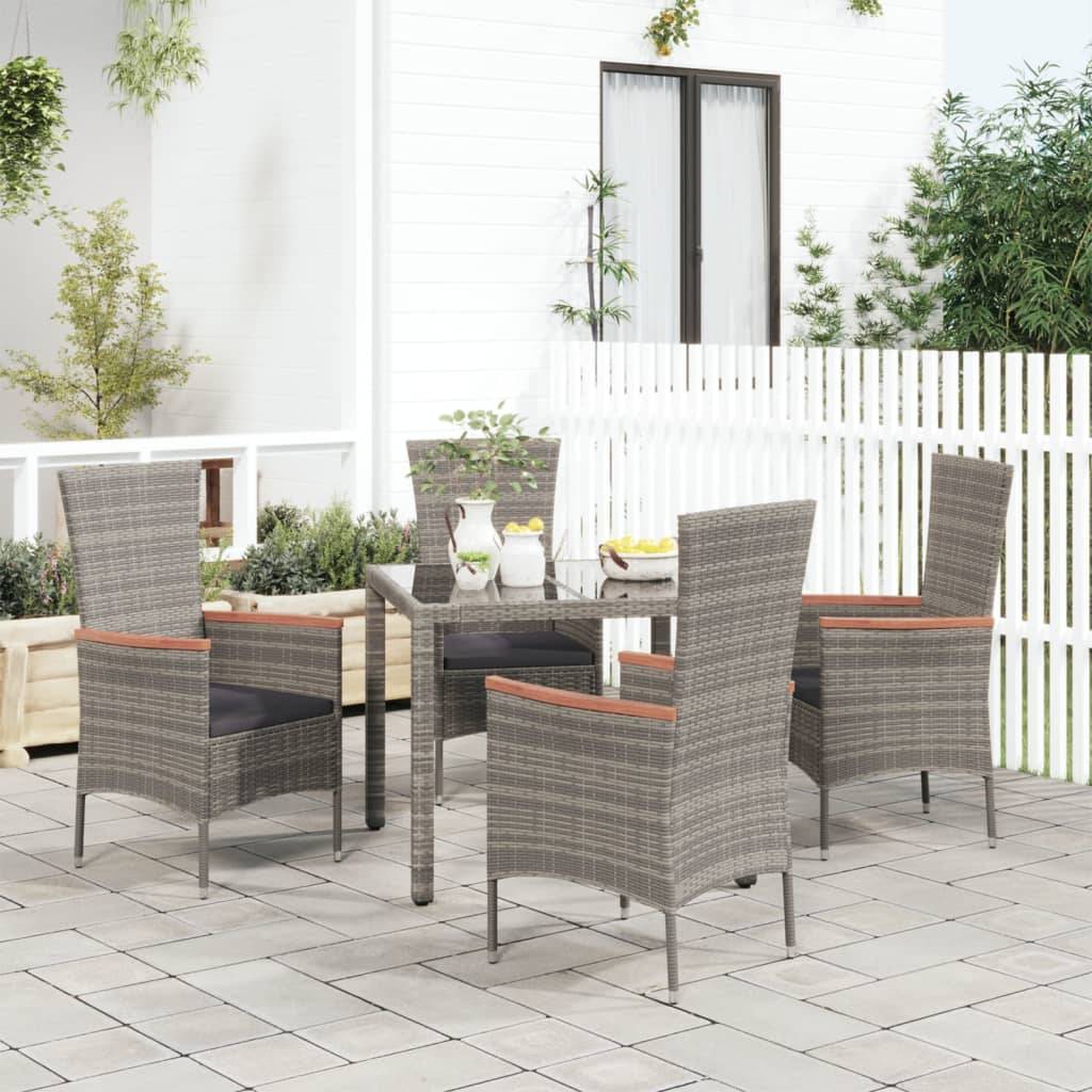 vidaXL Gartenstühle mit Kissen 4 Stk. Poly Rattan Grau