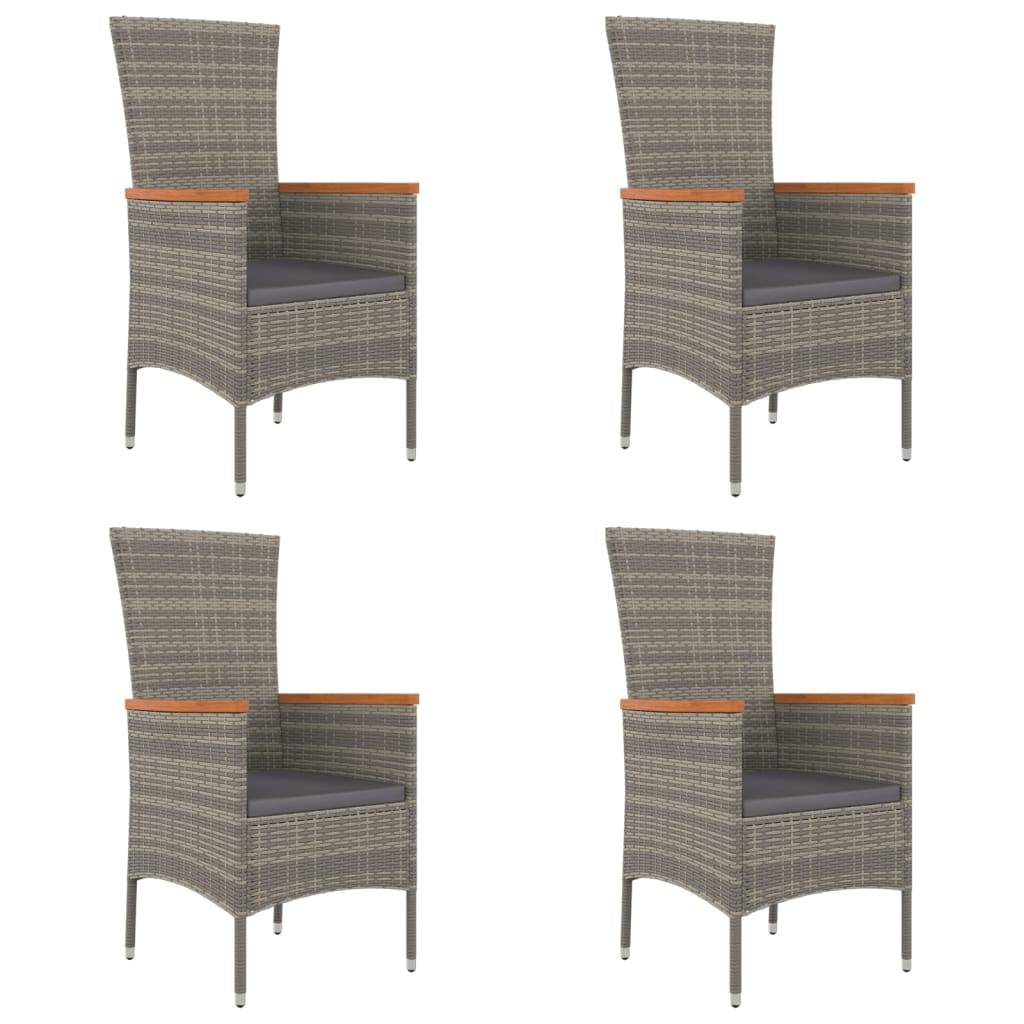 vidaXL Gartenstühle mit Kissen 4 Stk. Poly Rattan Grau