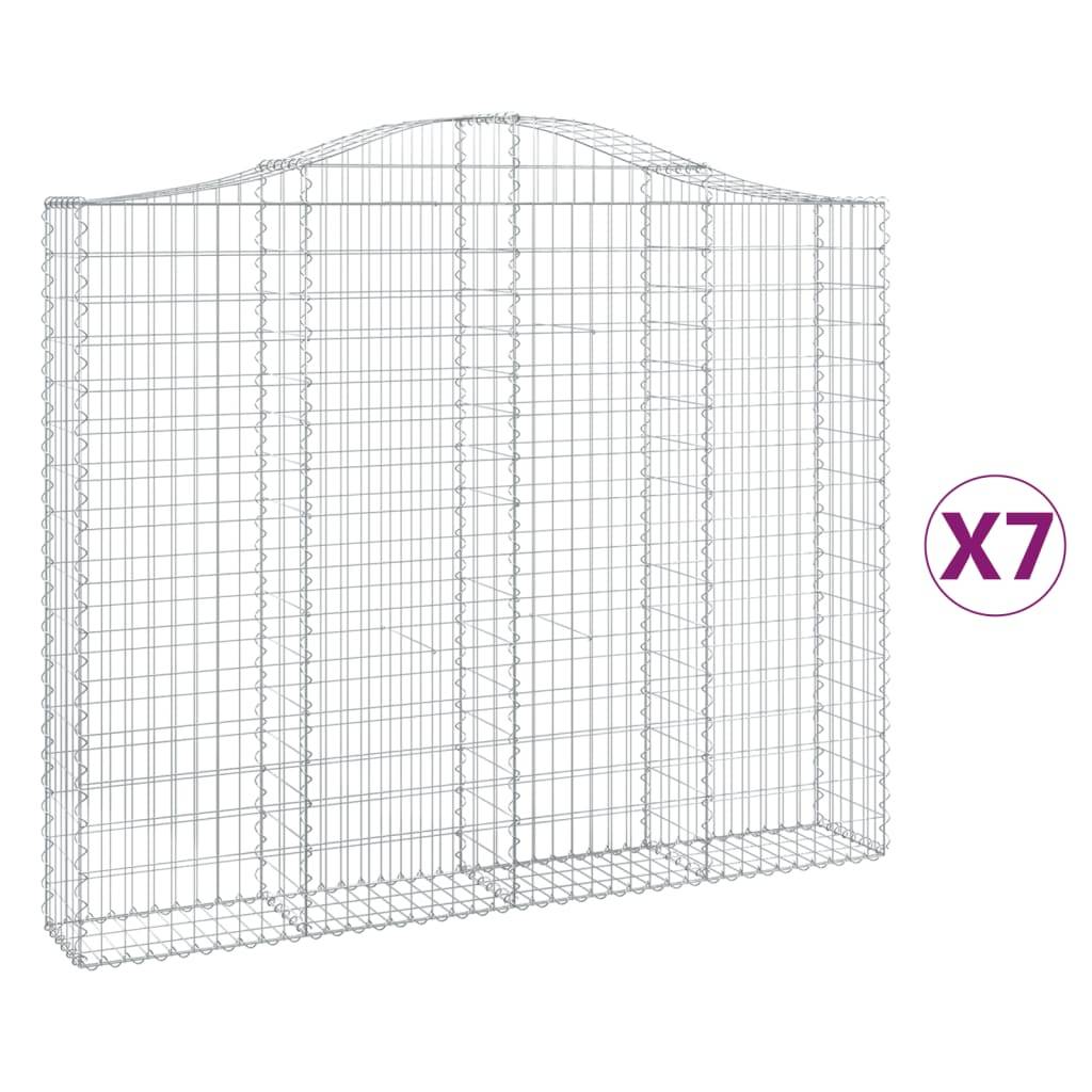 vidaXL Gabionen mit Hochbogen 7 Stk. 200x30x160/180cm Verzinktes Eisen