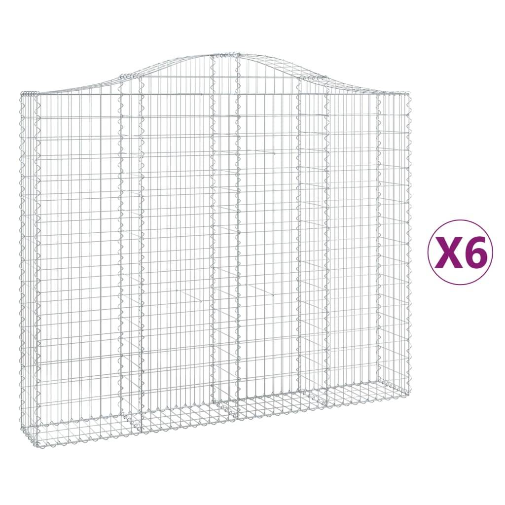vidaXL Gabionen mit Hochbogen 6 Stk. 200x30x160/180cm Verzinktes Eisen
