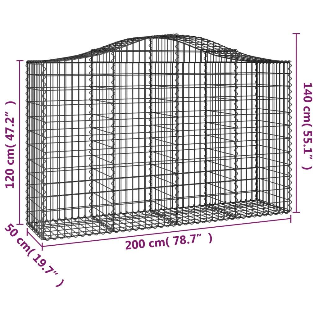 vidaXL Gabionen mit Hochbogen 8 Stk. 200x50x120/140cm Verzinktes Eisen