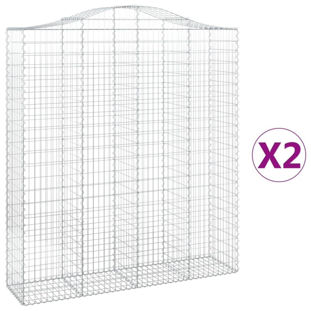 vidaXL Gabionen mit Hochbogen 2 Stk. 200x50x220/240cm Verzinktes Eisen