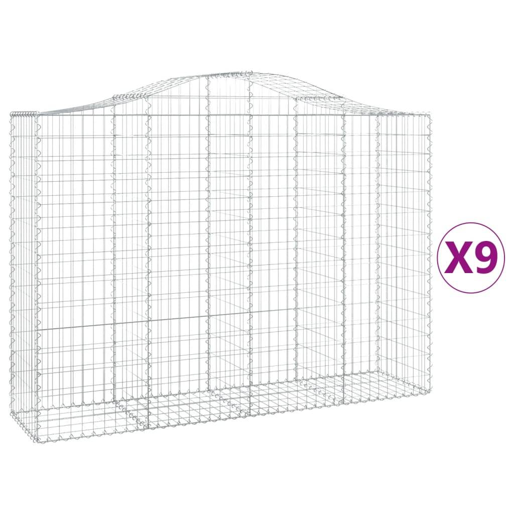 vidaXL Gabionen mit Hochbogen 9 Stk. 200x50x140/160cm Verzinktes Eisen