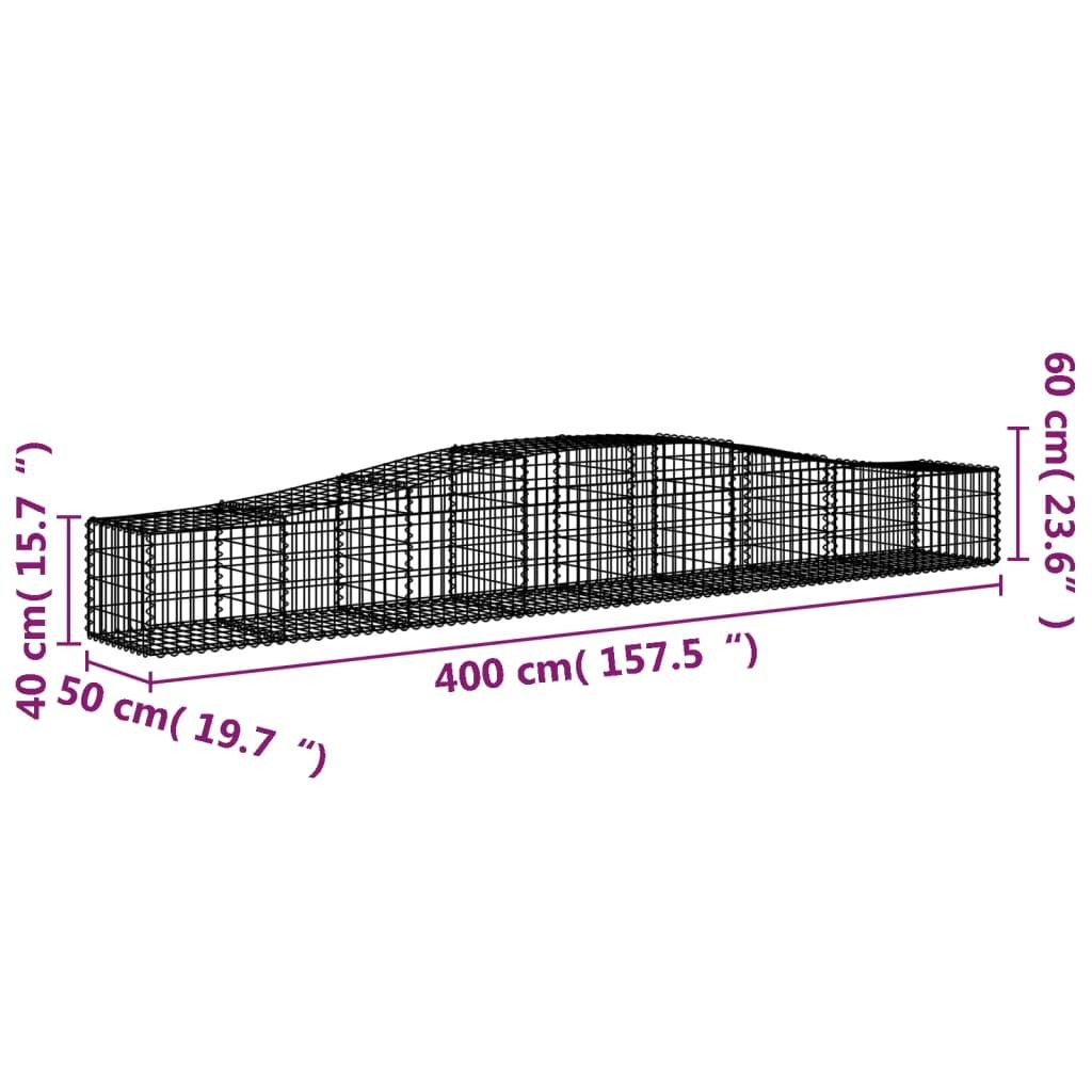 vidaXL Gabionen mit Hochbogen 6 Stk. 400x50x40/60cm Verzinktes Eisen