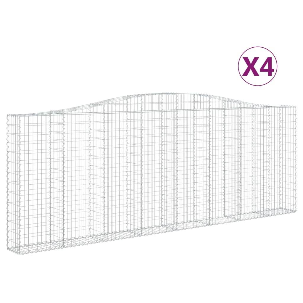 vidaXL Gabionen mit Hochbogen 4 Stk. 400x30x140/160cm Verzinktes Eisen