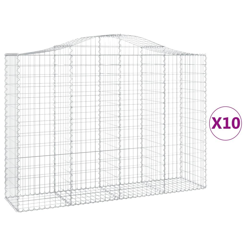 vidaXL Gabionen mit Hochbogen 10Stk. 200x50x140/160cm Verzinktes Eisen