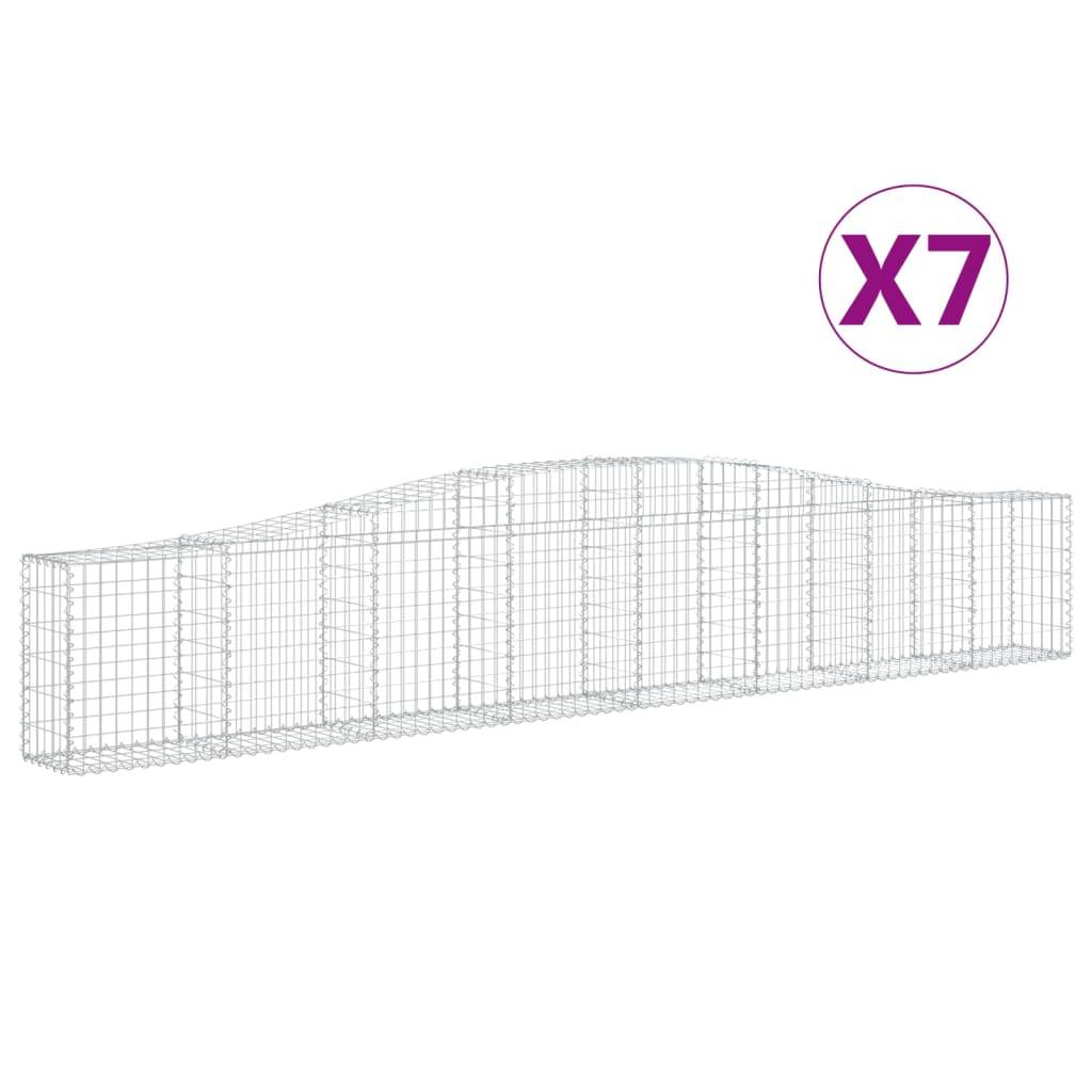vidaXL Gabionen mit Hochbogen 7 Stk. 400x30x60/80 cm Verzinktes Eisen