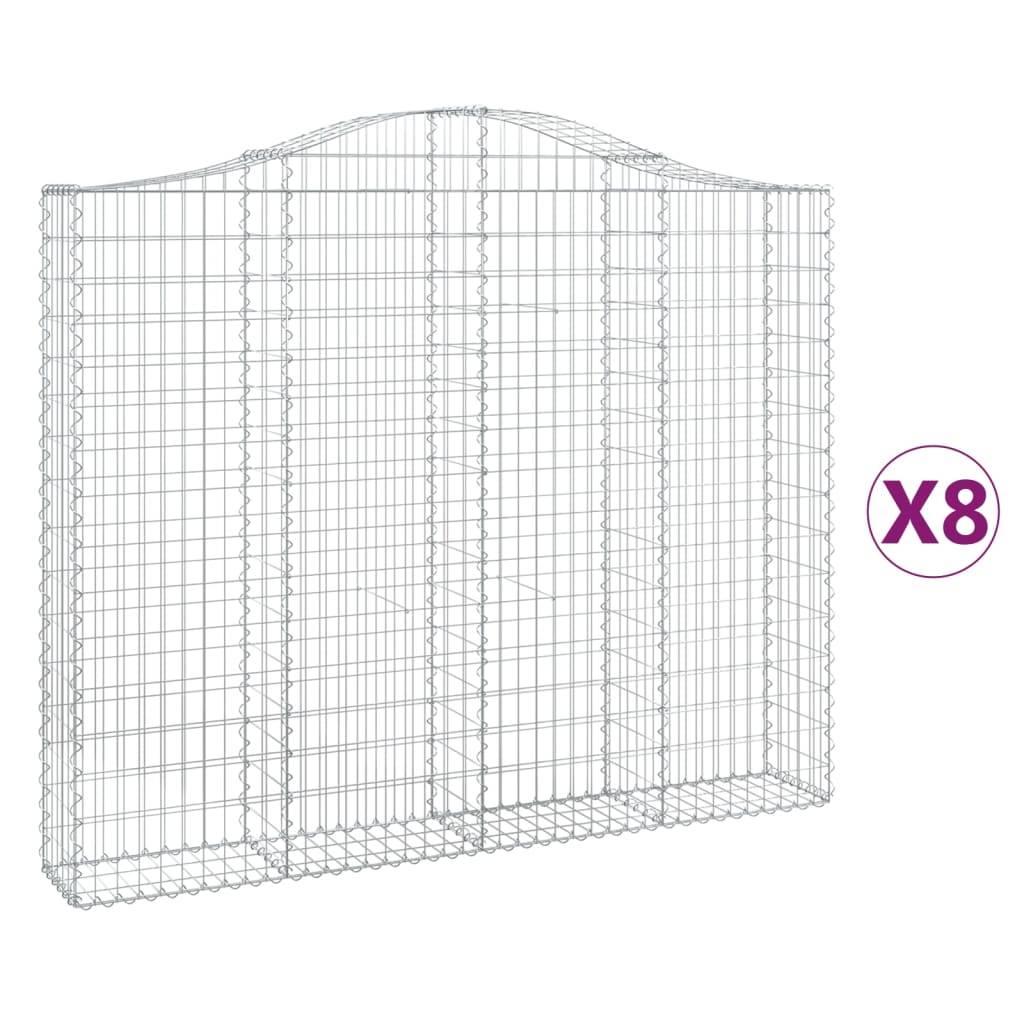 vidaXL Gabionen mit Hochbogen 8 Stk. 200x30x160/180cm Verzinktes Eisen