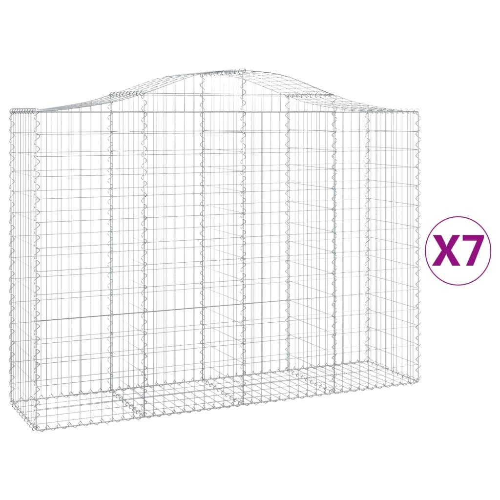 vidaXL Gabionen mit Hochbogen 7 Stk. 200x50x140/160cm Verzinktes Eisen